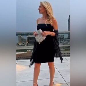 ABS Allen Schwartz Ladies Dress BLACK mini Strapless Evening Formal